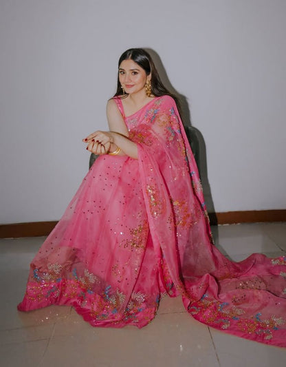 Pink Blossom Saree 002F